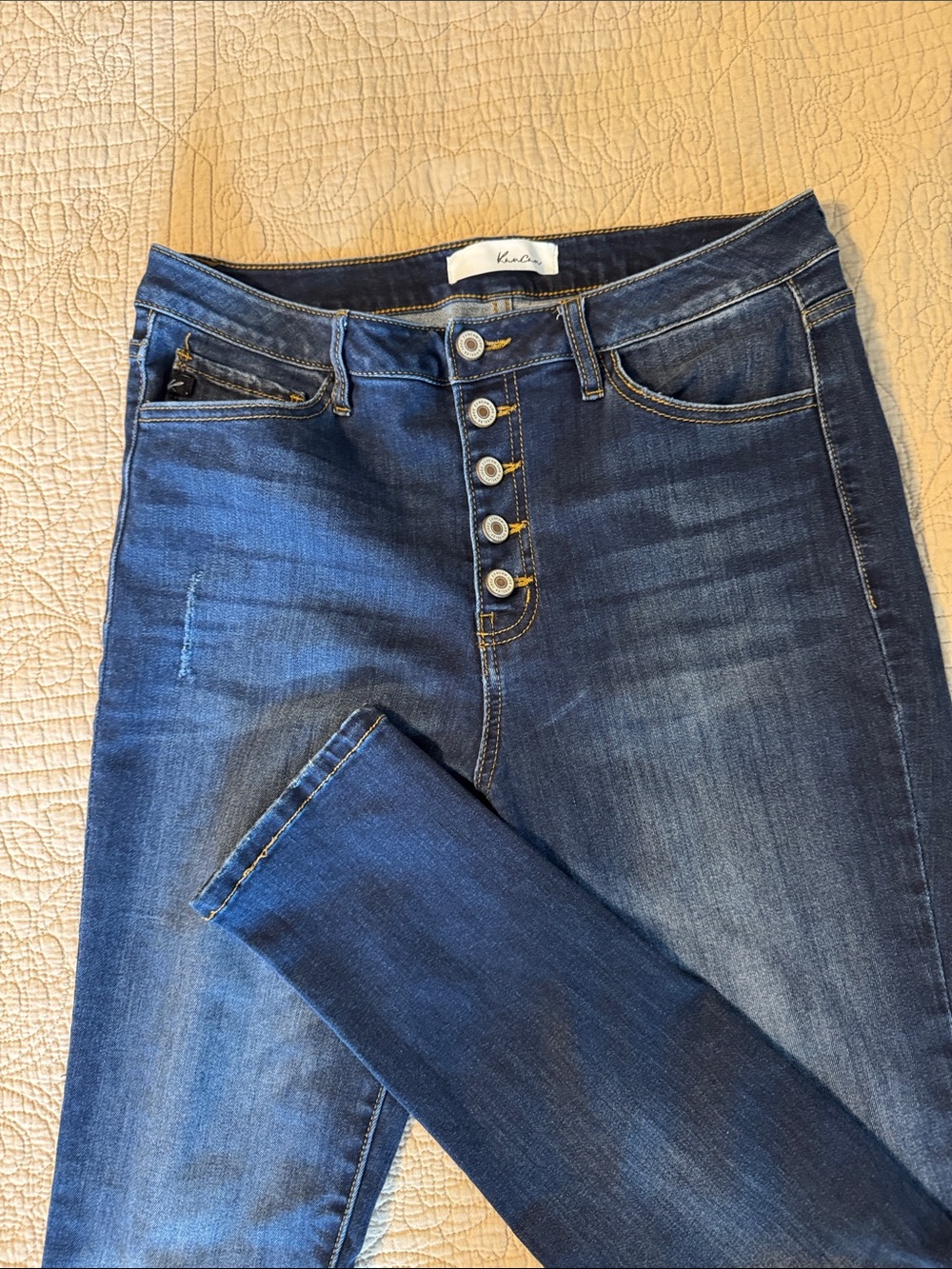 Kut from the Kloth Women's High-Rise Button-Fly Jeans Blue Wash Skinny 13/30